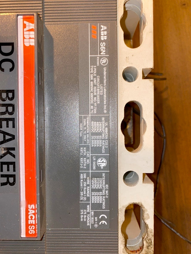 600A ABB S6N YF7344 DC Circuit Breaker(S6LLST1455)