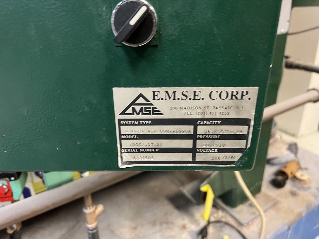 Duplex Air Compressor 7.5HP & Dryer 208v by EMSE(S6LLST9333)