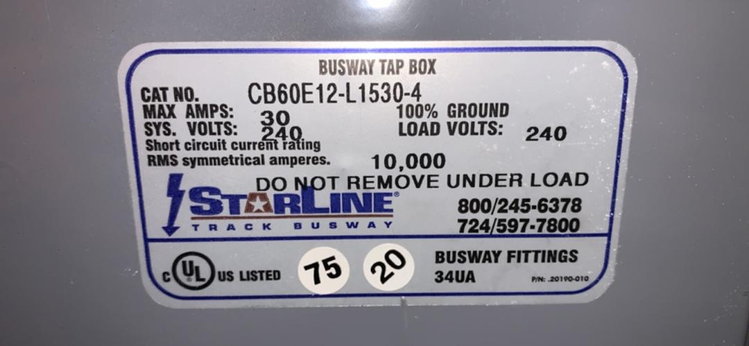 100A Starline MAXPOWER Busway B100C5'4 PlugIn w/7 Tap Boxes(S6LLST9097)