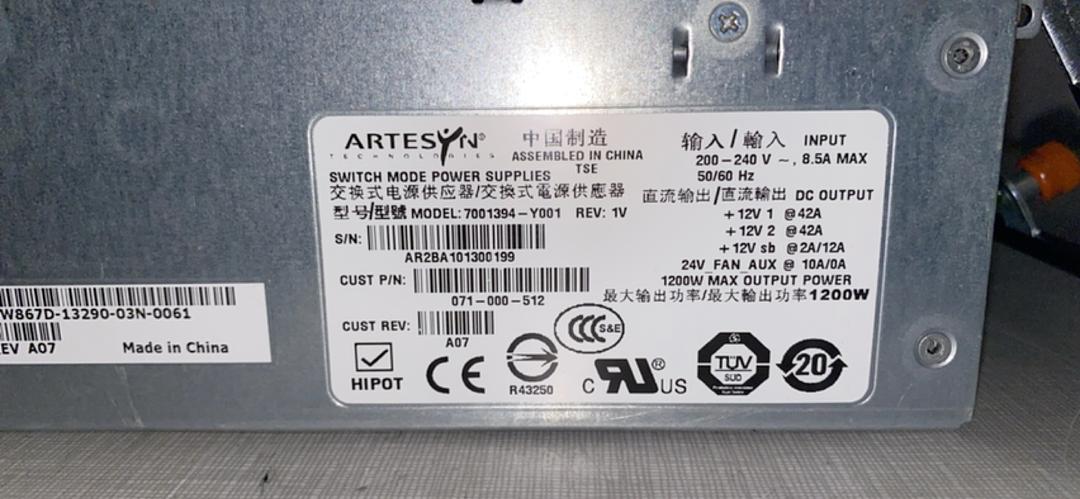 Artesyn 7001394-Y001 1200W Power Supply 071-0-512(S6LLST5297)