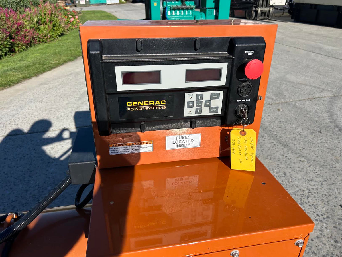 Generac 105 kW Natural Gas Generator 120/240V 1PH Skid Mounted SG0100 279Hr