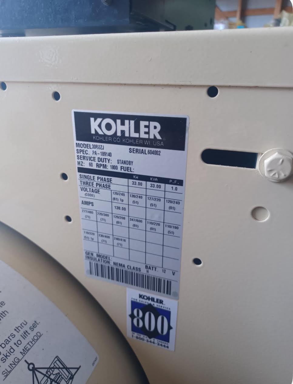 30KW 33KW Kohler 30ROZJ Diesel Generator 1ph/3ph 963hours