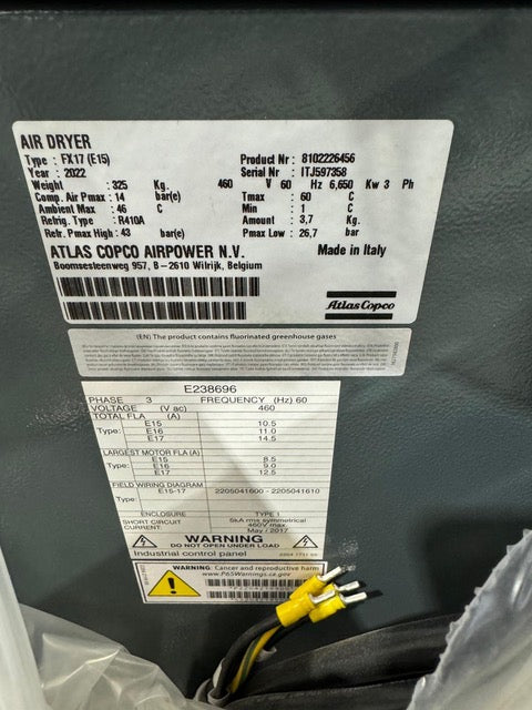 NEW Atlas Copco Refrigerated Air Dryers FX17-21701
