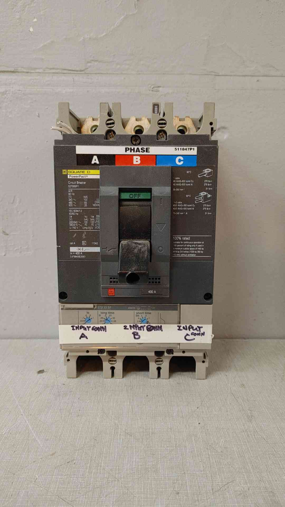Square D PowerPact 400A 3 Pole Circuit Breaker 25KA 600V 527999P1(104738)