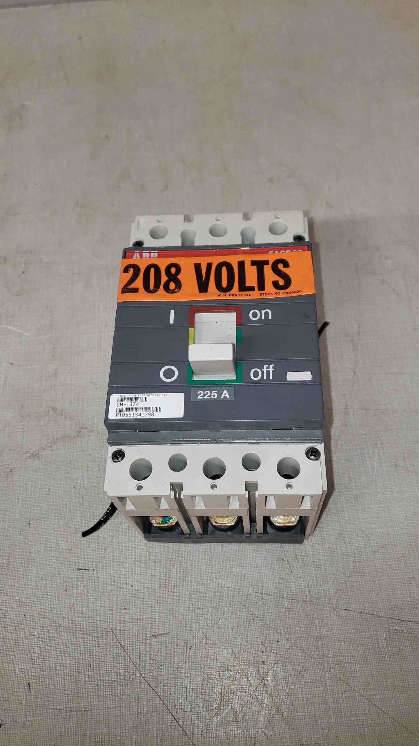ABB SACE S3 225A 3 Pole Breaker OM-1374(104774)