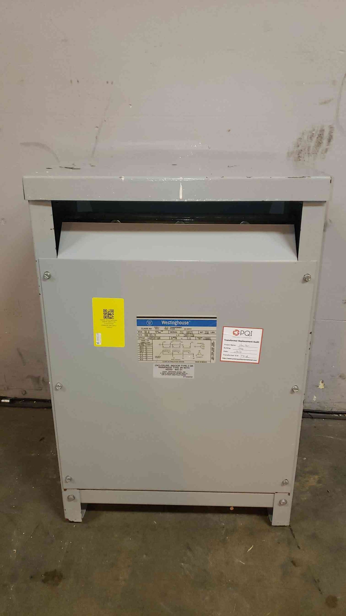 Westinghouse 30KVA 480v x 208Y/120 Dry Transformer U48M28T30K (SKU: 106903)