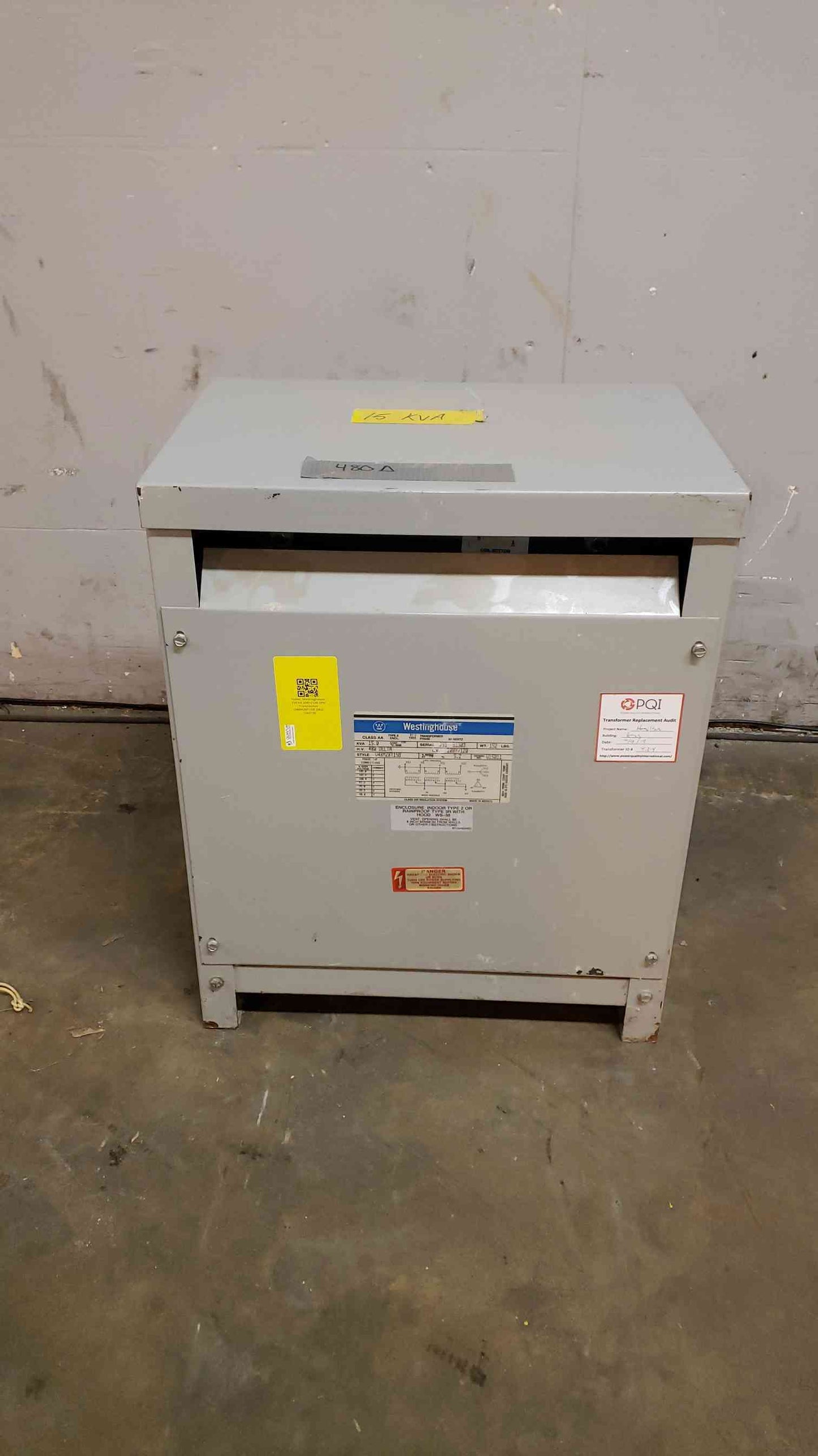 Westinghouse 15KVA 480v x 208Y/120 3PH Dry Transformer U48M28T15B (SKU: 106918)