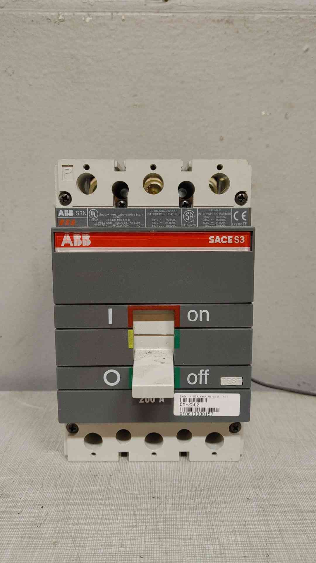 ABB 200A 3 Pole Circuit Breaker 0M-2502