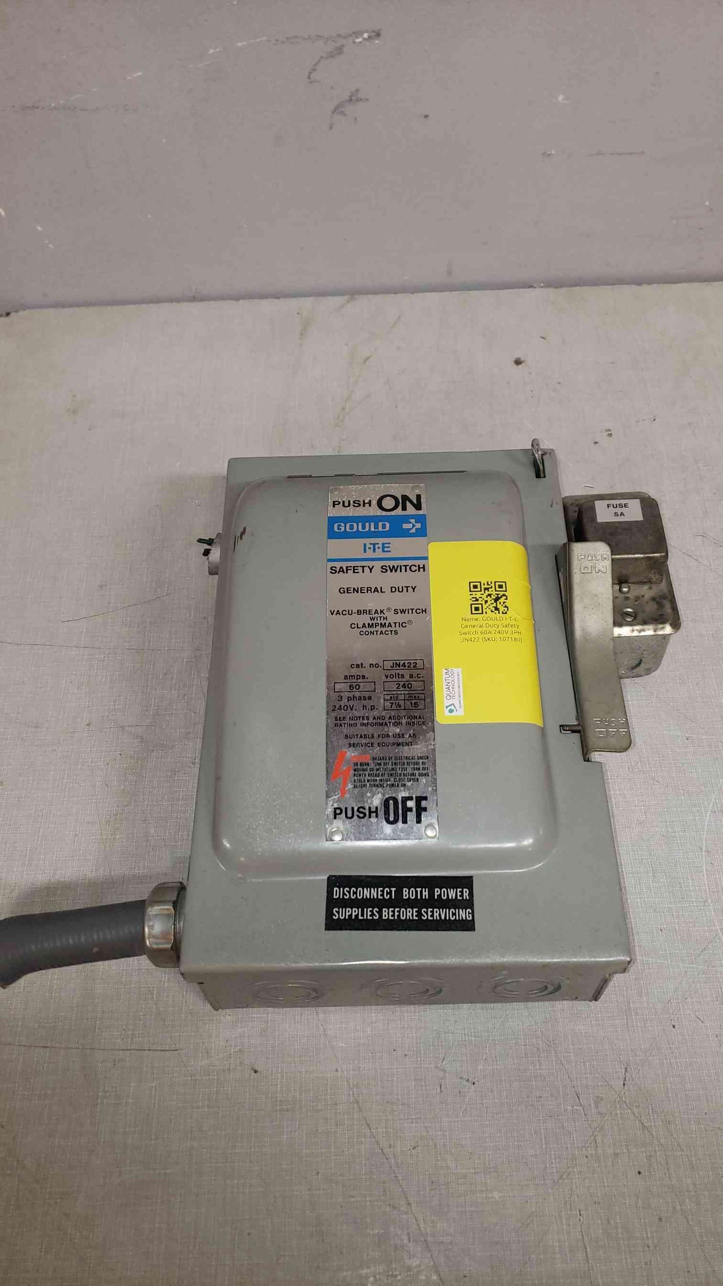 GOULD I-T-E General Duty Safety Switch 60A 240V 3PH JN422