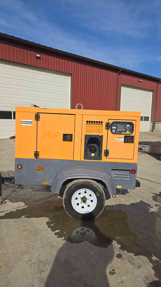 16KW 20KW QAS25 Atlas Copco Diesel Towable Generator 1&3PH 9033Hrs TESTED '17