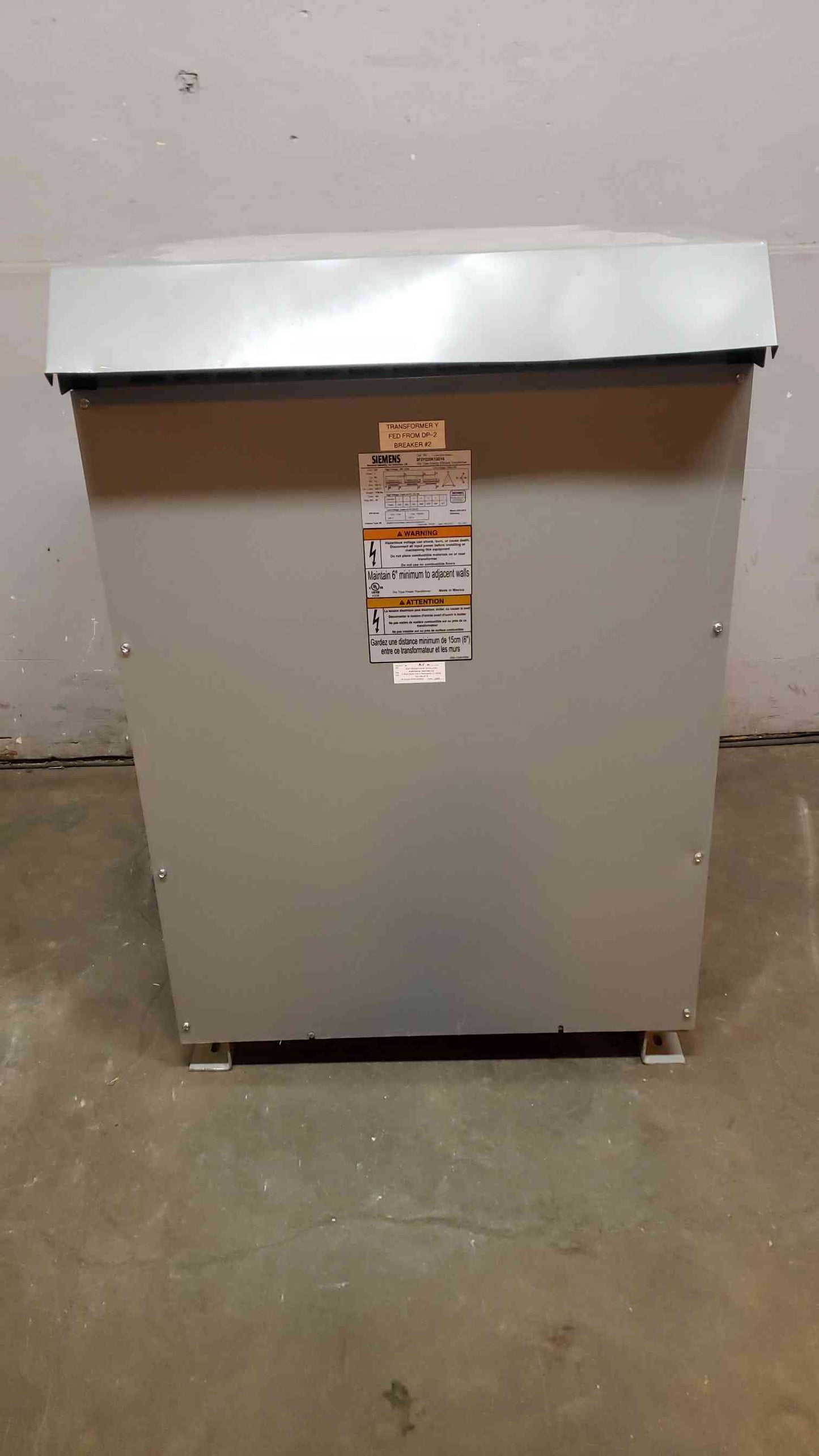 Siemens 225KVA 3PH Transformer 3F3Y225K13D16 480v x 208/120v (SKU: 107721)
