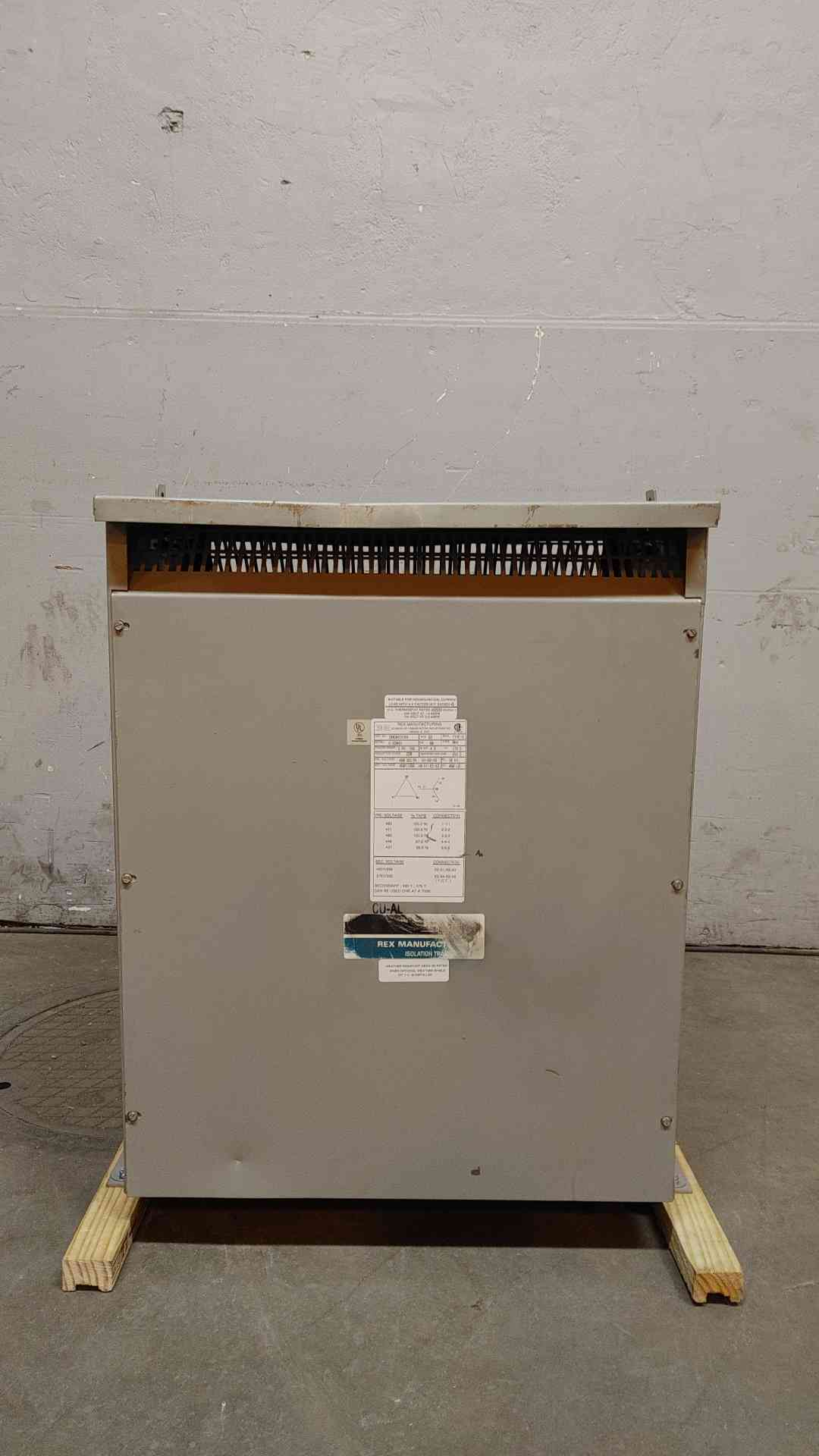 Rex Manufacturing Isolation Transformer 63KVA 3PH 460VDC x 460Y/266VAC DA63H1X/K4