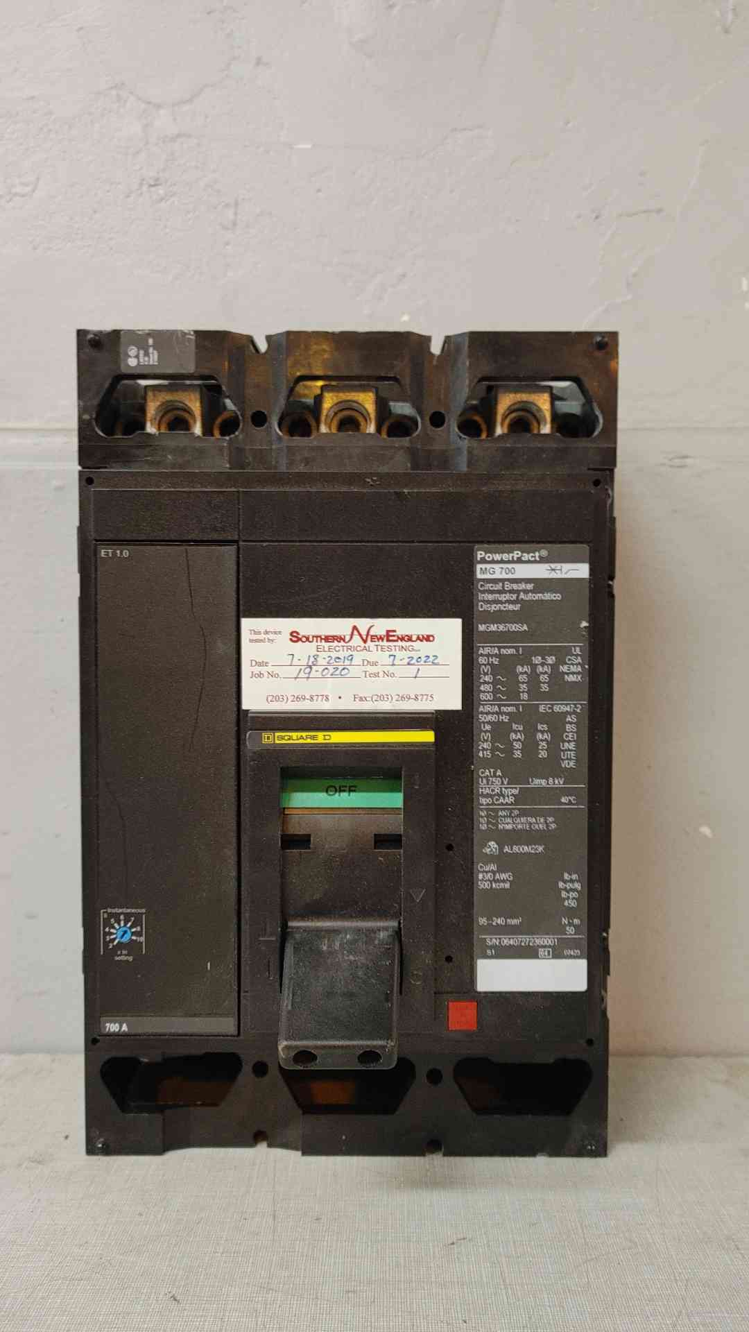 Square D PowerPact 3 Pole Circuit Breaker 700A MGM36700SA (108833)