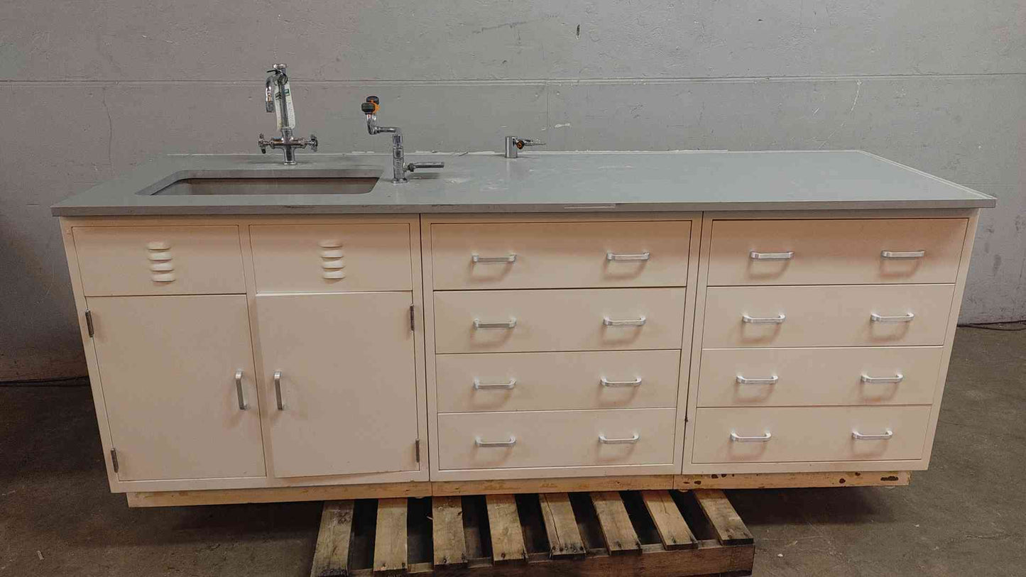 7'9" Duralab Sink & Cabinets Combo Drawers Faucet Eyewash Metal Lab Bench Casework (109186)