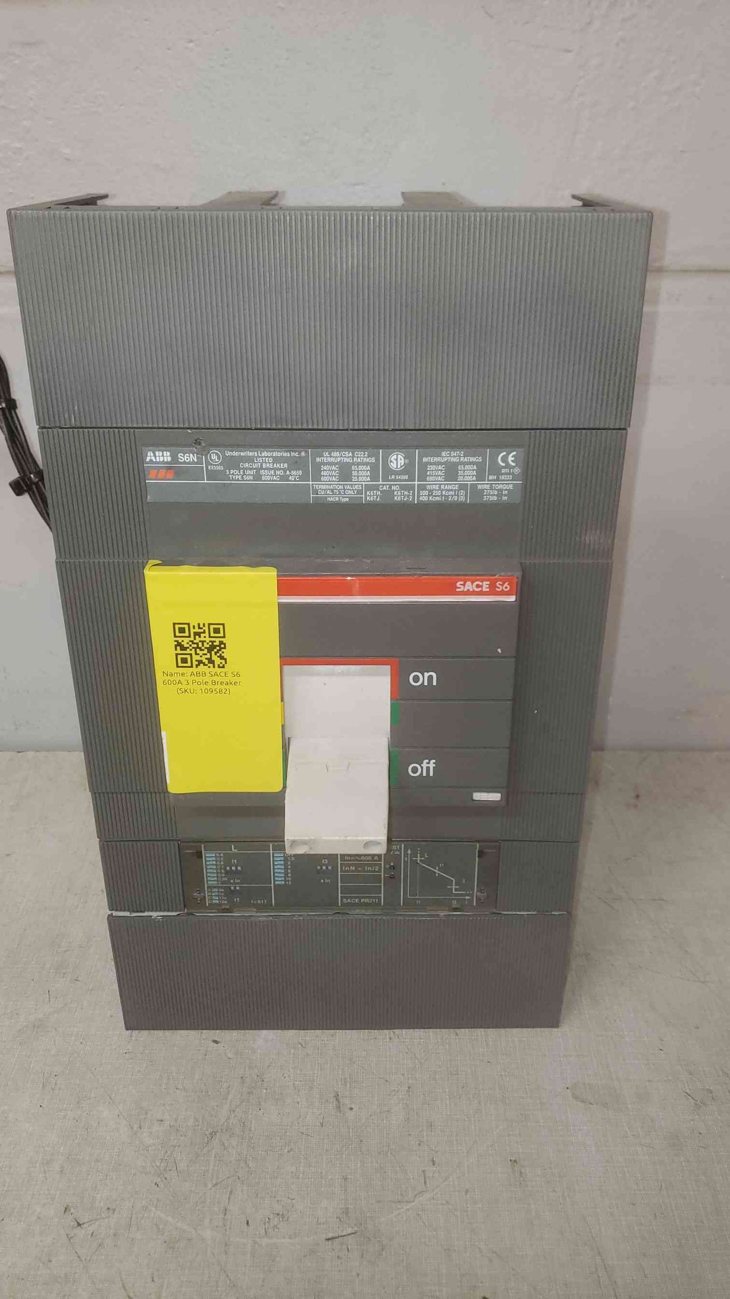 ABB SACE S6 600A 3 Pole Breaker (SKU: 109582)