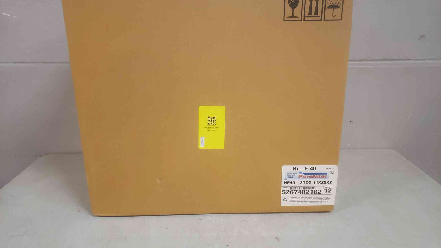 New Box of 12 Purolator 14x20x2 Hi-E 40 HE40-STD2 5267402182 (SKU: 109877)