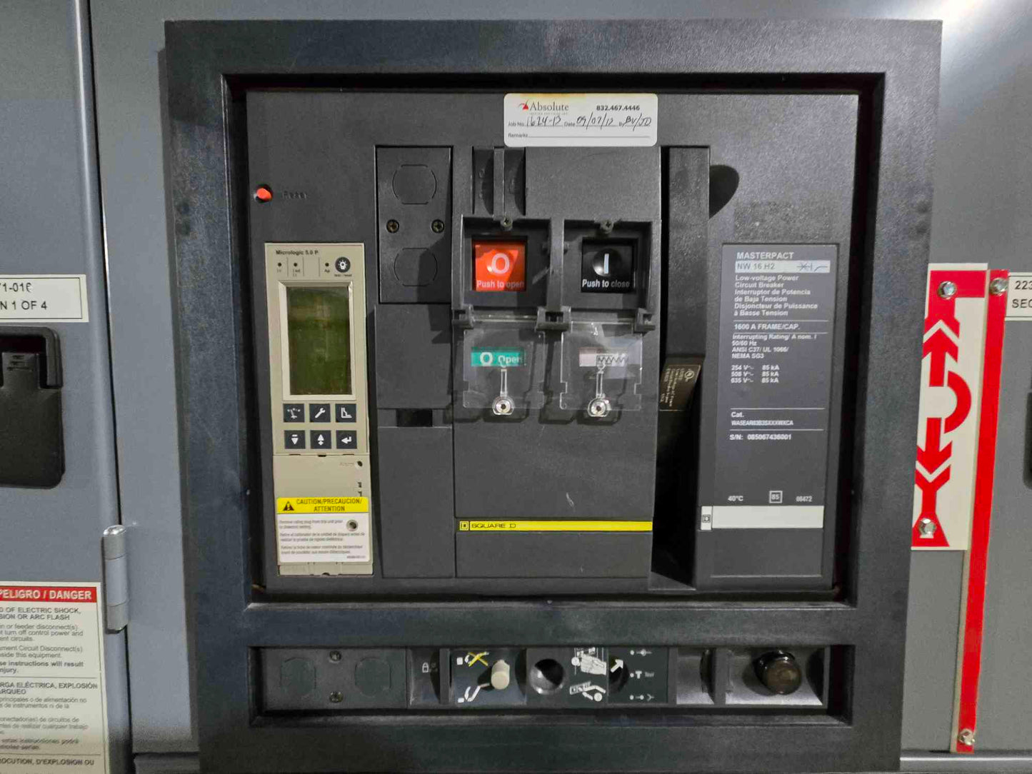 Square D Power-Zone 4 Switchgear 4000A Main & 8x NW16H2 1600A Breakers (109355)