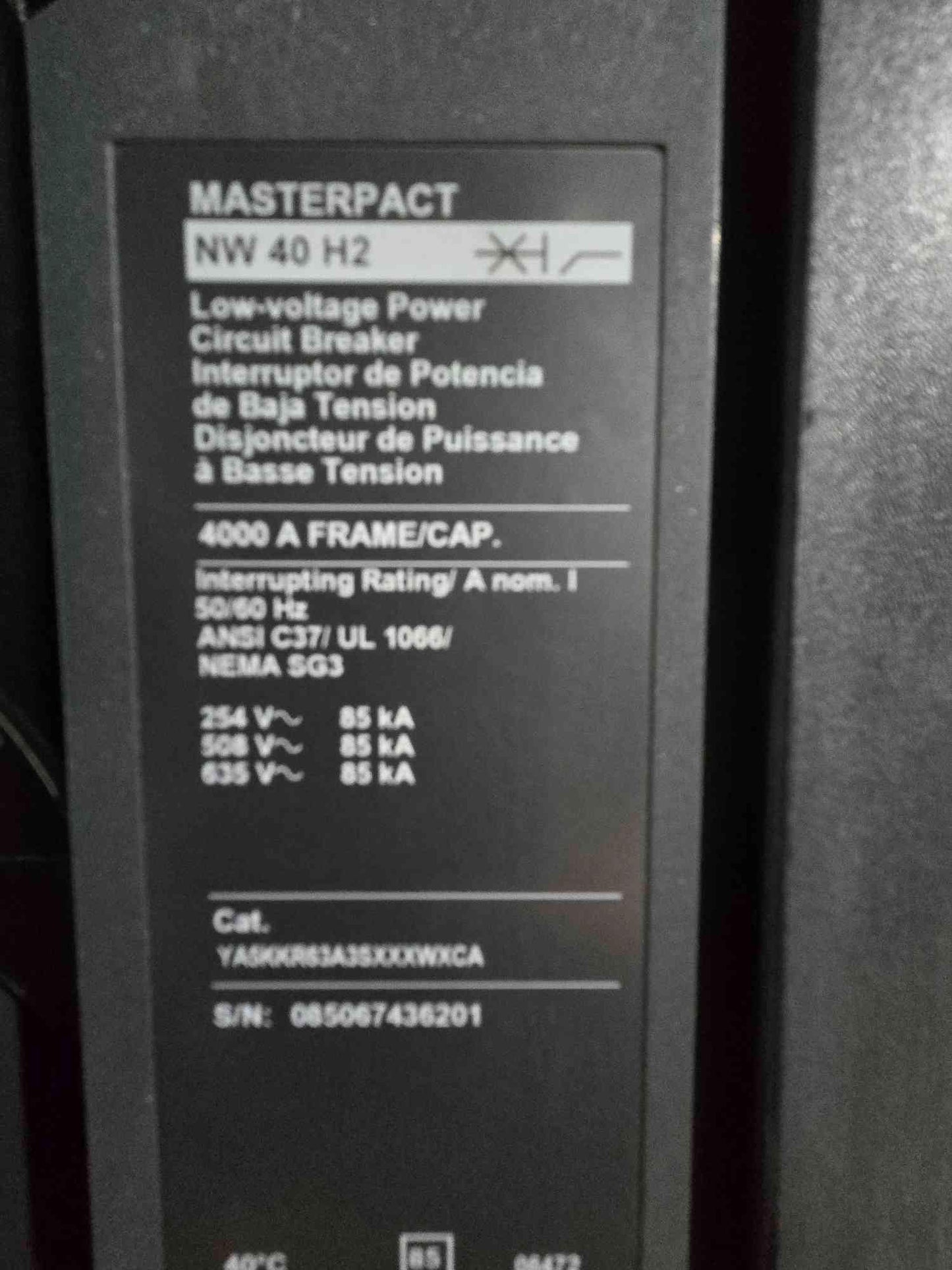 Square D Power-Zone 4 Switchgear 4000A Main & 8x NW16H2 1600A Breakers (109355)