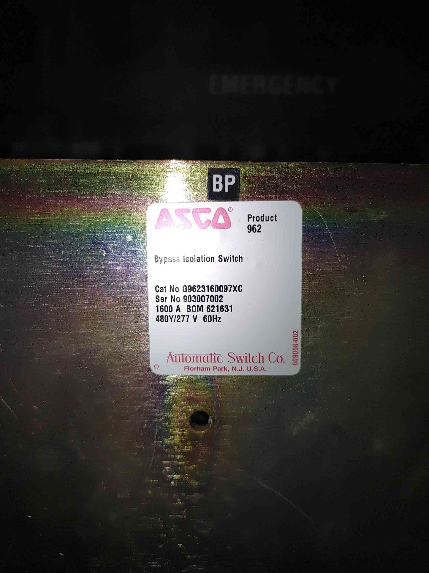 1600A 480V ASCO ATS Automatic Transfer Switch Series 962