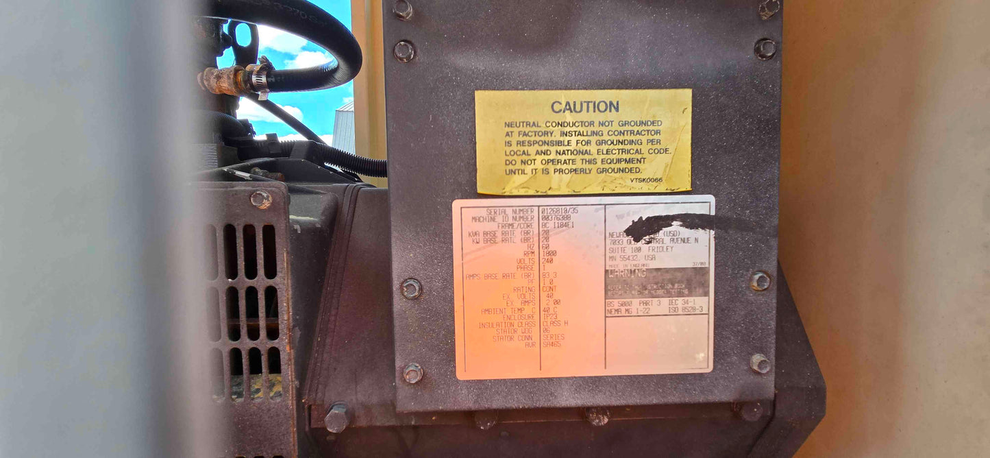20KW Taylor Power Generator 4LE1 Isuzu Diesel 516 Hrs. TESTED '00