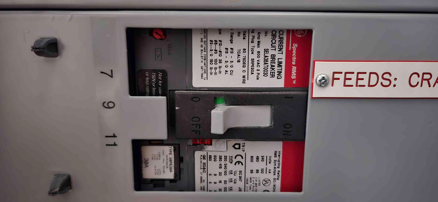 800A GE APN Spectra 6 Breaker Panelboard 277/480v SELA36 (108100)