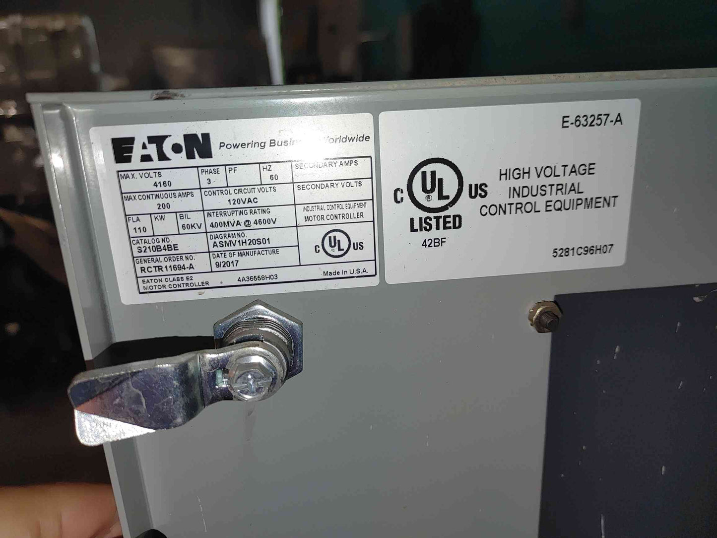 50KA Symmetrical Eaton AmpGard Medium Voltage Motor Control 7200/4160V CVST (SKU: 111333)