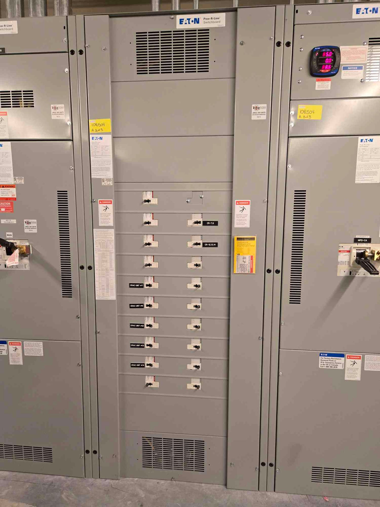 1200A Eaton Pow-R-line 480V Switchgear 3 Section 2 Mains Meter & 19 Breaker NGH65K NGH312032E