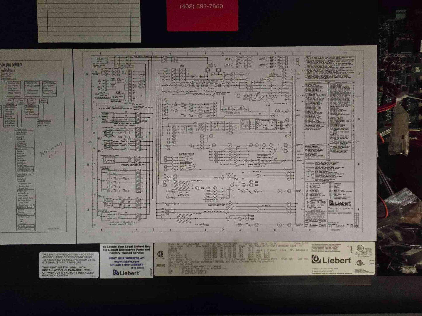 Liebert 8 Ton 460V 3Ph CRAC VH114A Upflow Computer Room AC