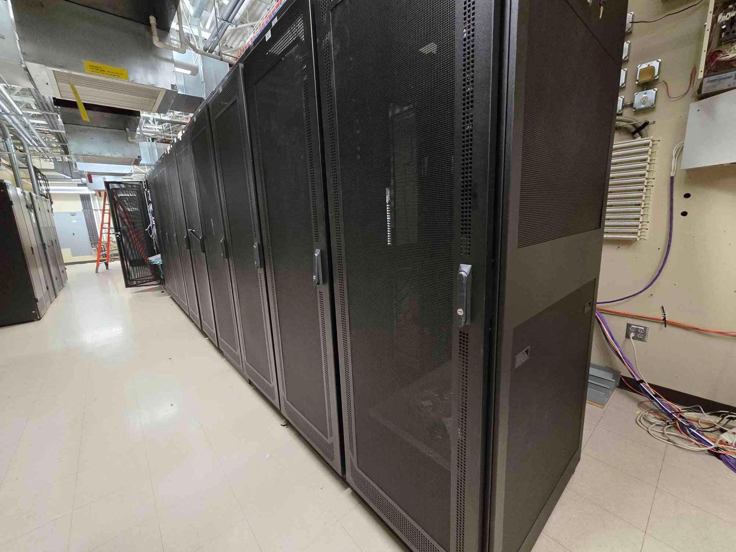 42U APW Black Server Rack Cabinet Fully Enclosed Front / Back Mesh Doors