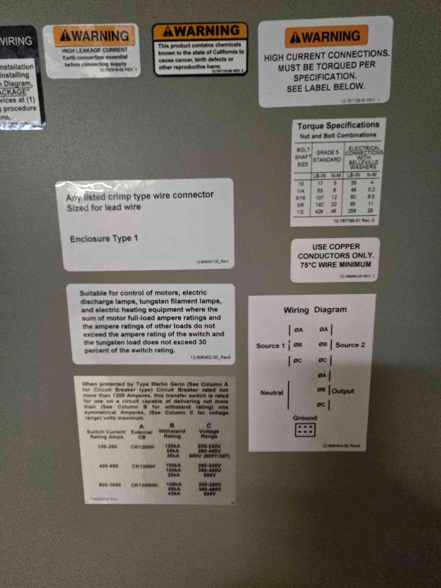 Liebert STS 250 Amp 480V STS2 250A Static Transfer Switch