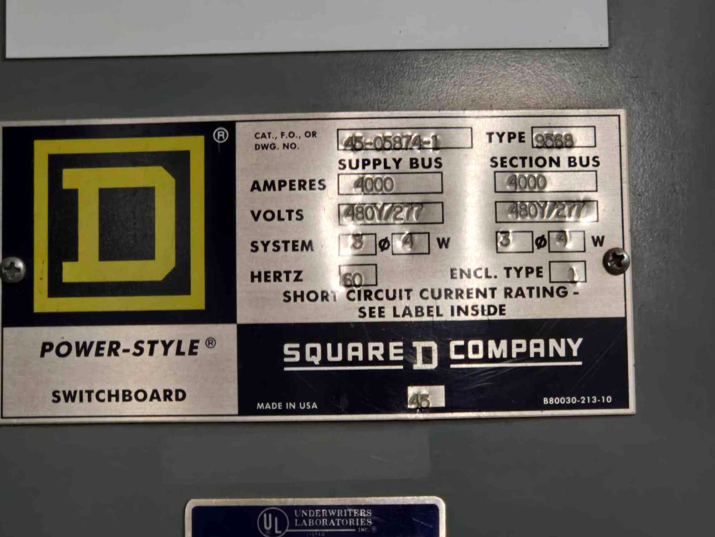 4000 Amp Square D 3 Section Switchgear 480Y/277