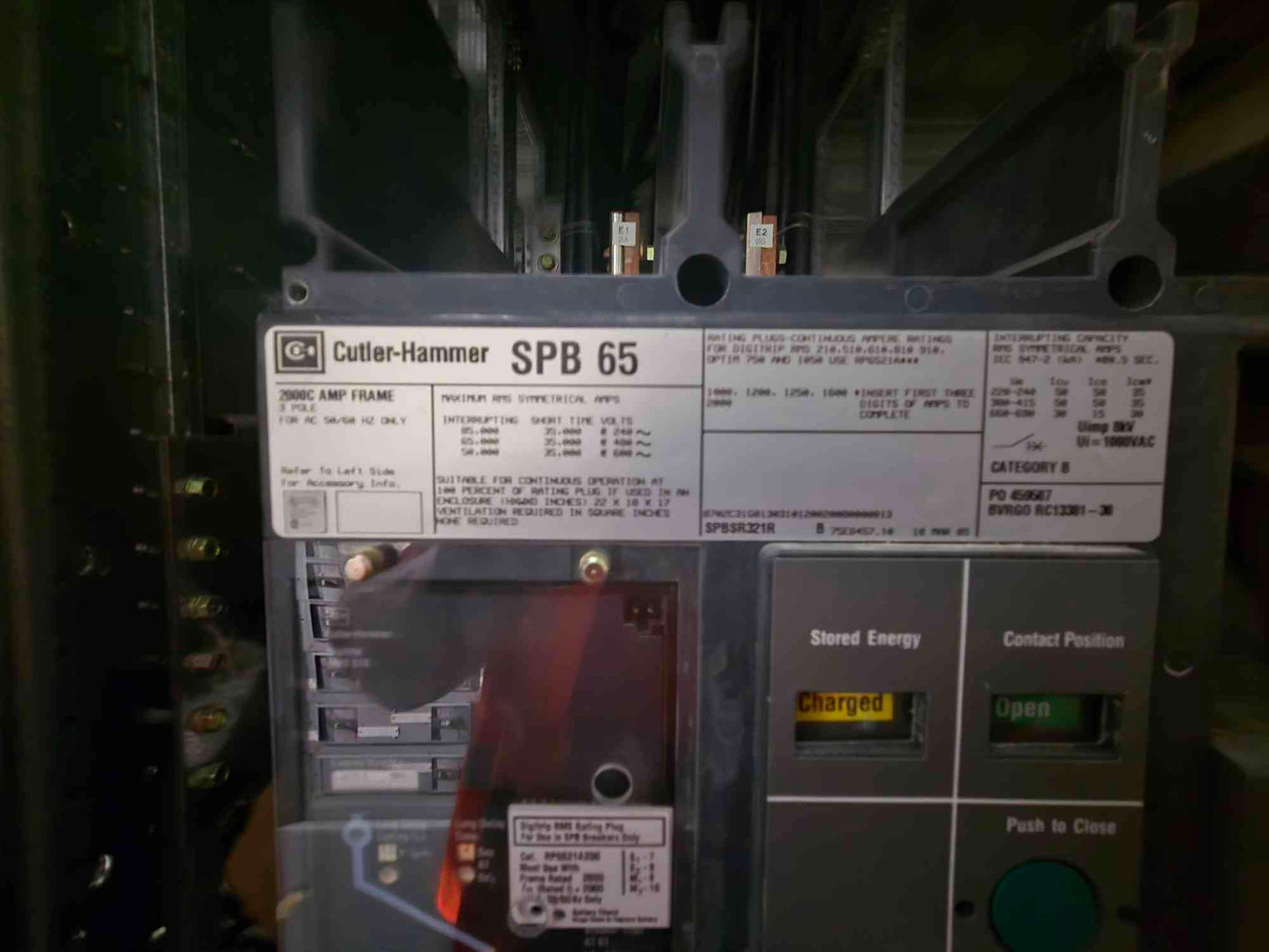 2000A Powerware 480V UPS Bypass Control 3 Section SPB Cutler Hammer