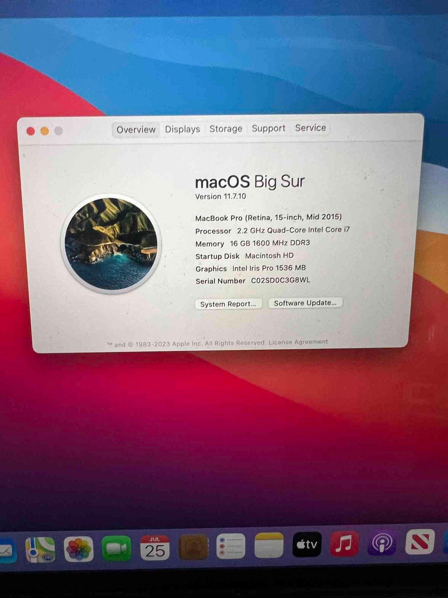 15" MacBook Pro 2.2 GHz Quad-core Intel Core i7 500Gb Retina 2.2GHz