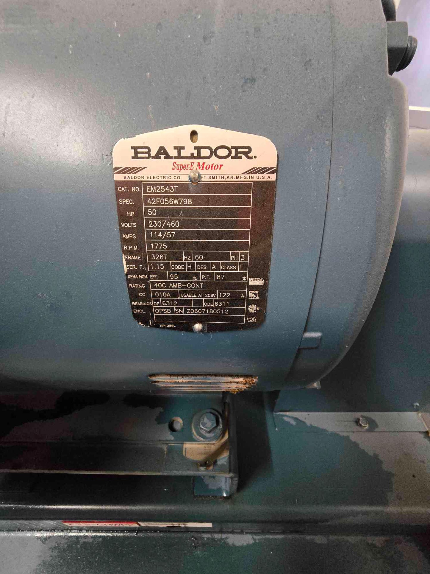 50 HP Baldor Pump 230/460v 3PH CW Motor Pump Package - Cell 3