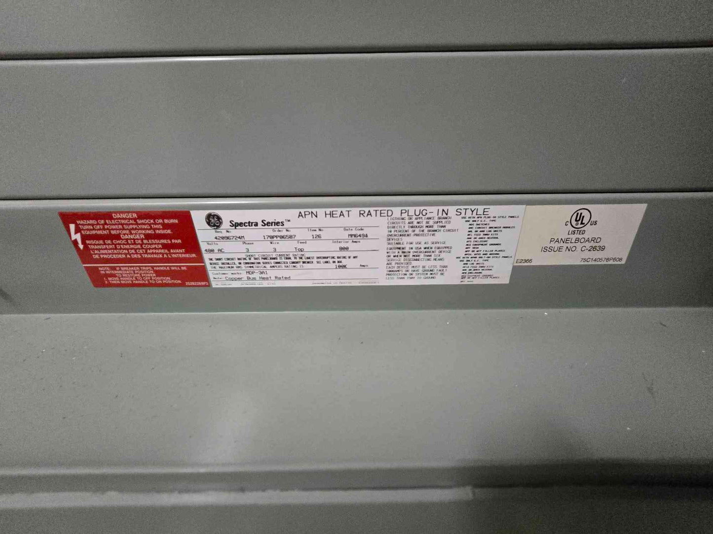 800A GE Spectra Series Panel 480V 3PH 4 Breakers Main & Meter - Cell 3 F