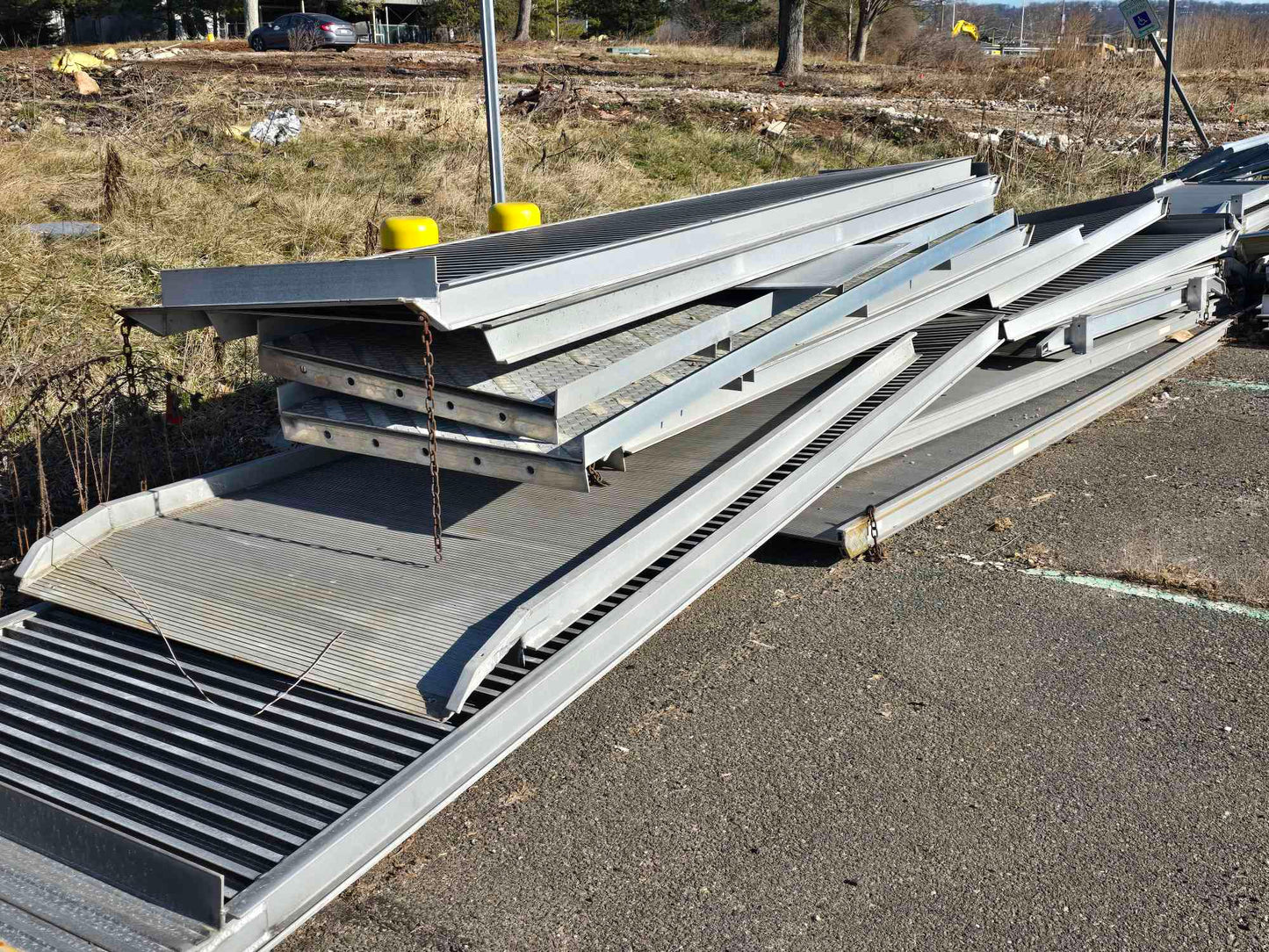 Lot of Cat Walk, Ramp, Railings, Decking, Bases Steel / Iron Material Over 100 Pieces