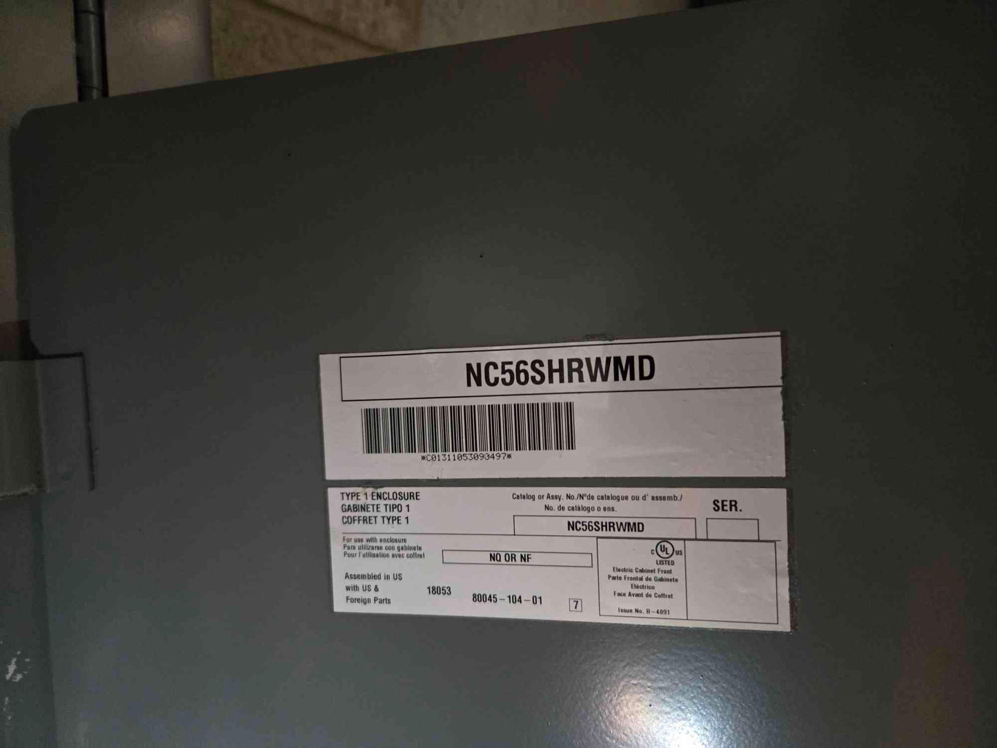 250A NF Square D Panelboard 480Y/277V 3Ph 4 Wire