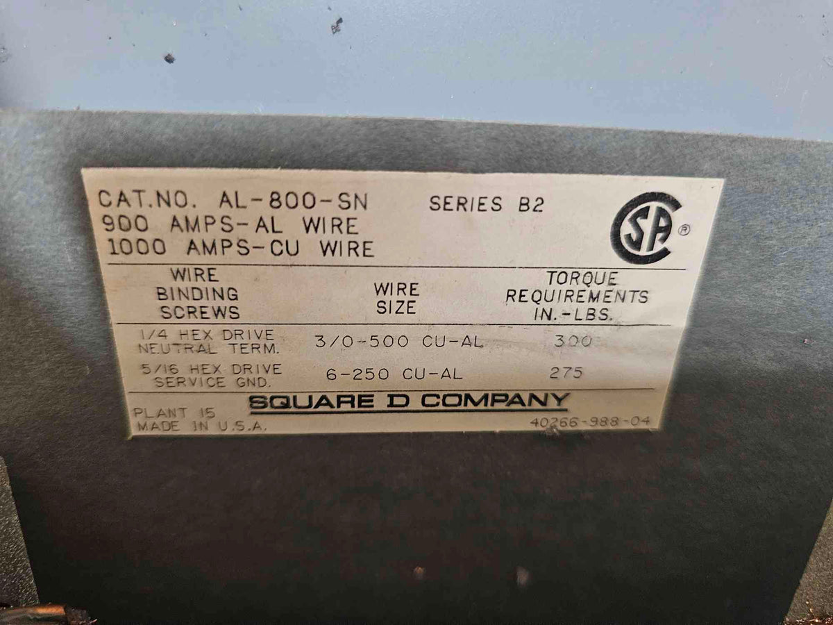 Square D Enclosed Circuit Breaker 800A Disconnect (SKU: 110468)
