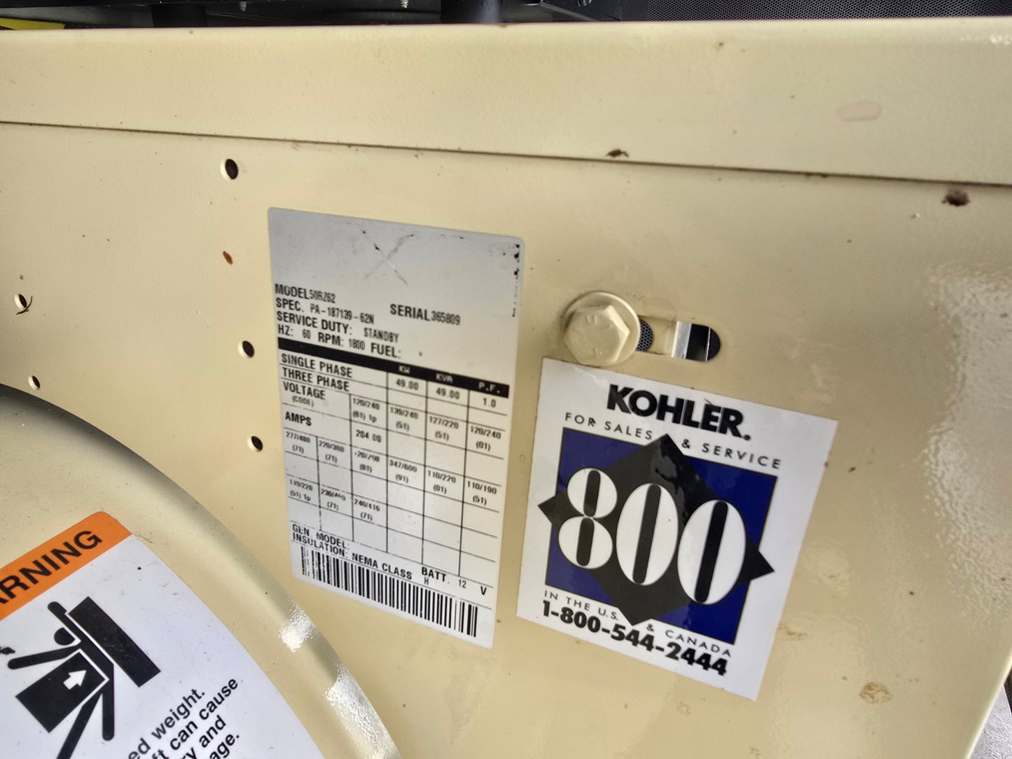 50KW Kohler Generator 460 Ford w/ Sound Encl. 1122Hrs LOAD TESTED '96 Propane-17522