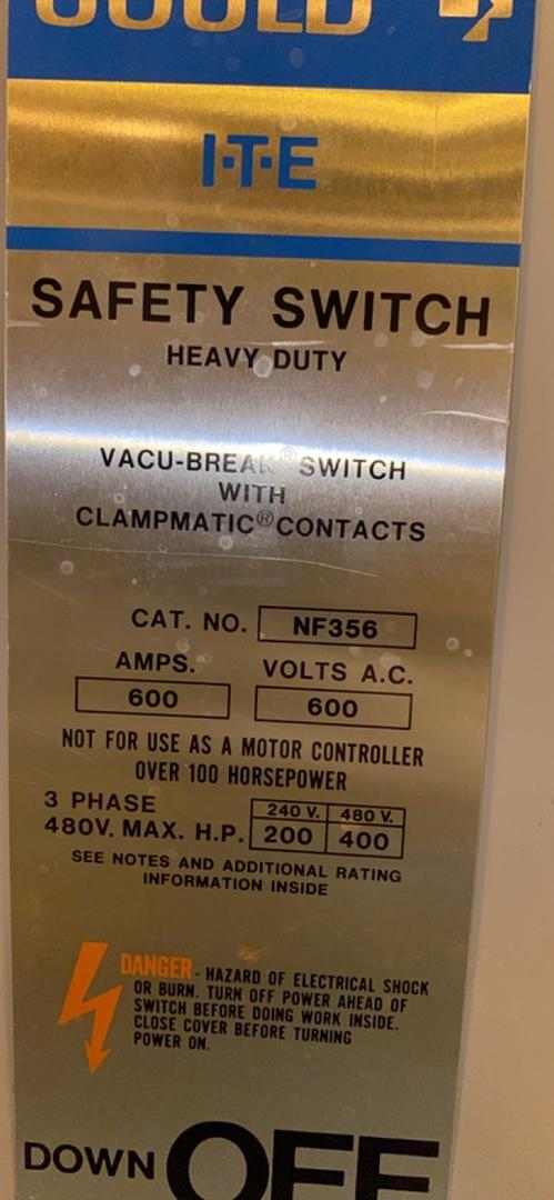 600A Gould Heavy Duty Safety Switch NF356(S6LLST6542)