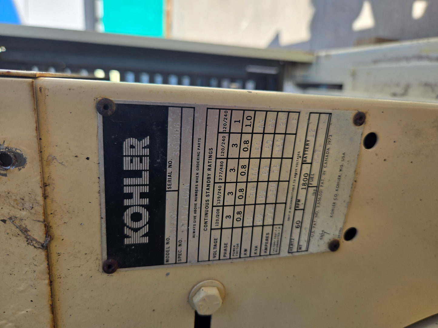 50KW Kohler 460 Generator LP/NG 572 Hrs LOAD TESTED-17522