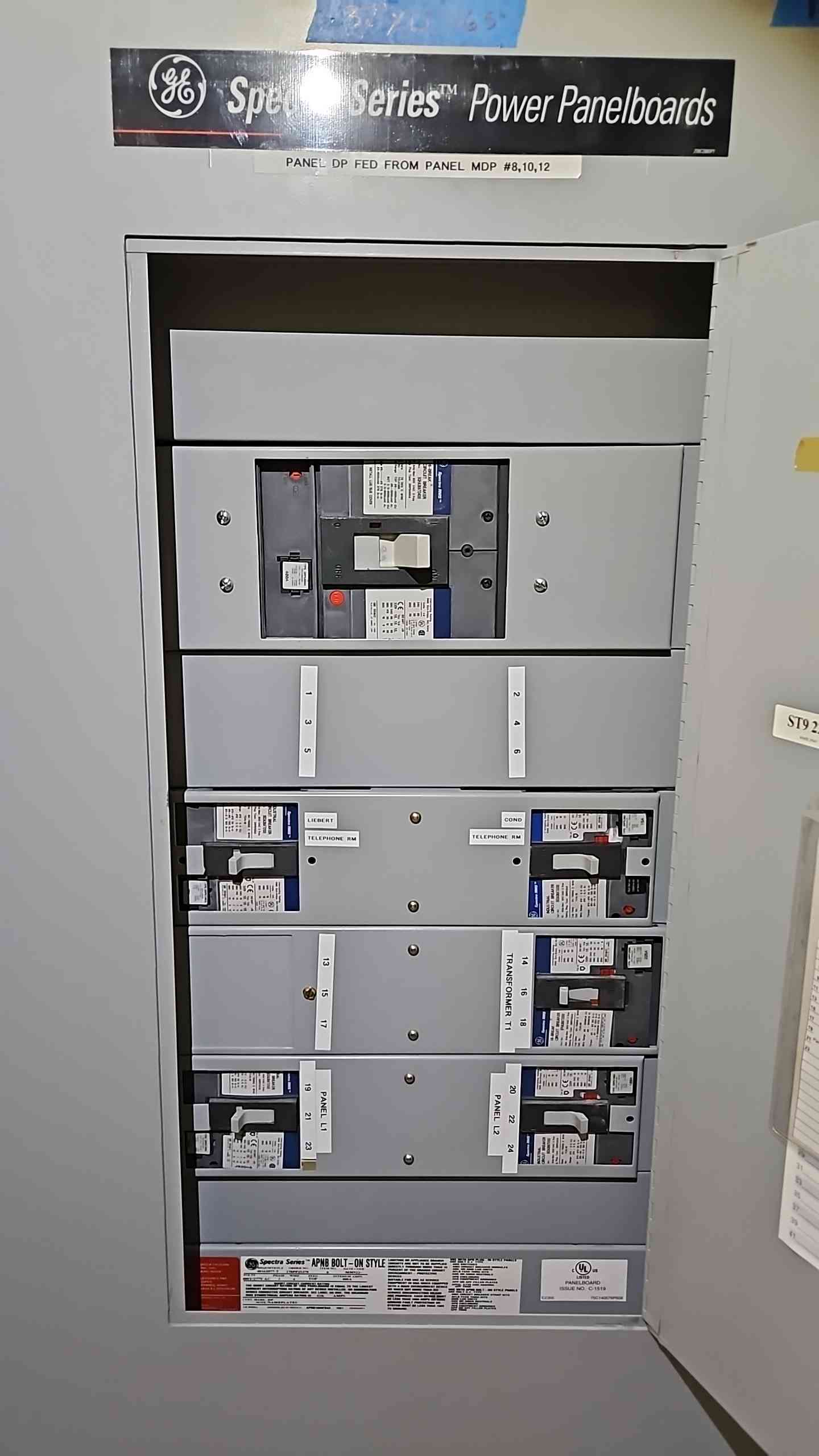 400A GE Spectra Series Panelboard /480V, 277V 3Ph 5 Breaker & Main (SKU:101396)(101396)