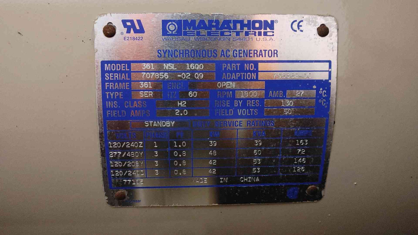 30KW MTU John Deere Diesel 4024 Generator 1PH 321Hrs D30FGJT4 TESTED