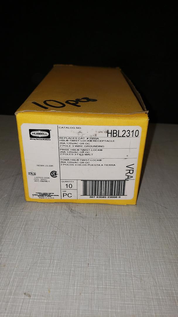 Lot of 27 HUBBELL HBL2310 Twist-Lock Receptacle 20A 125VAC 2 Pole 3 Wire Grounding(S6LLST8673)