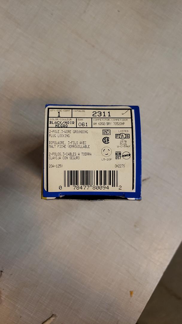 Lot of 6 Leviton 2311 2-Pole 3-Wire Grounding Plug Locking(S6LLST8951)