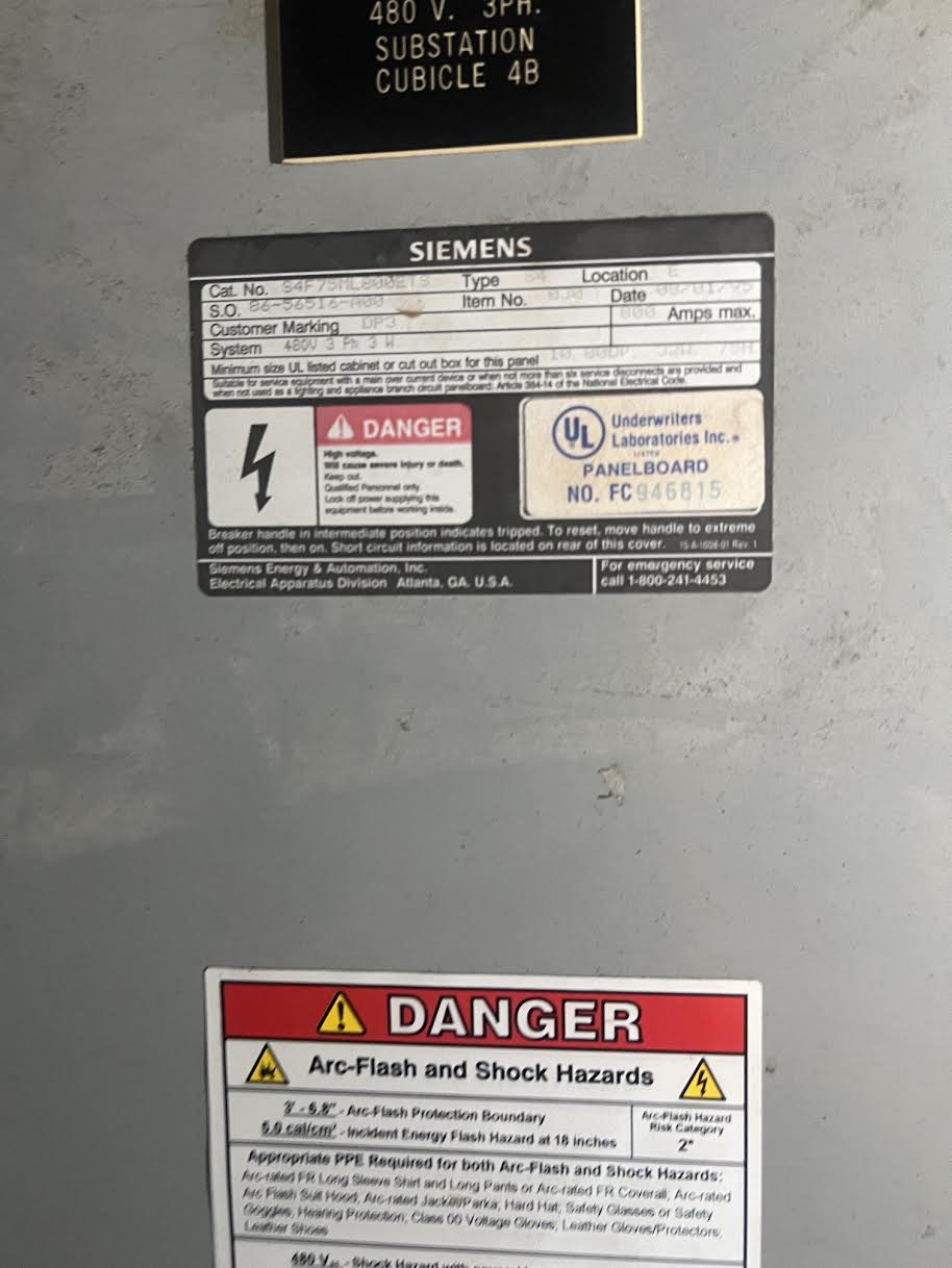 Siemens Type S4 Industrial Panelboard 800A 480V 3ph 20 Subfeed Breakers