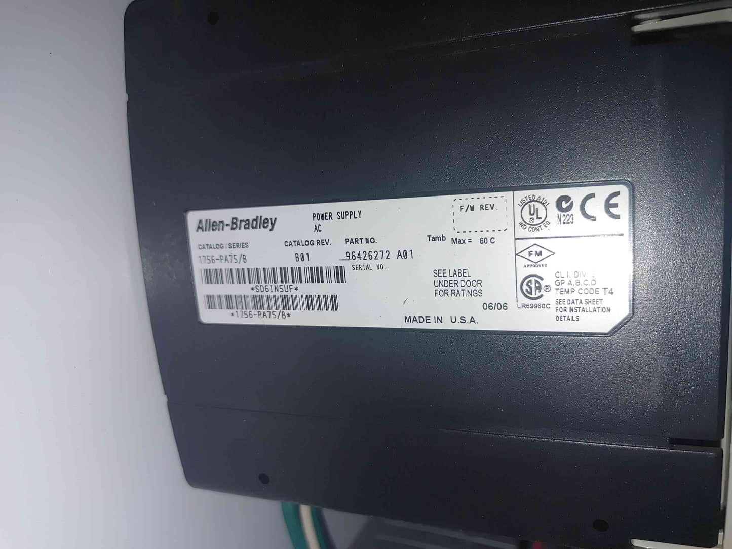 Allen-Bradley 1756-PA75 Series B ControlLogix AC Power Supply (112049)