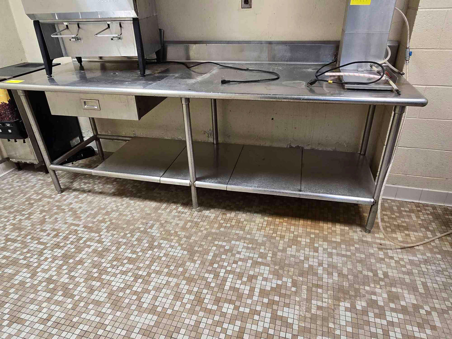 8' X 2.5 X 3' Adjustable Stainless Steel Cafeteria Table
