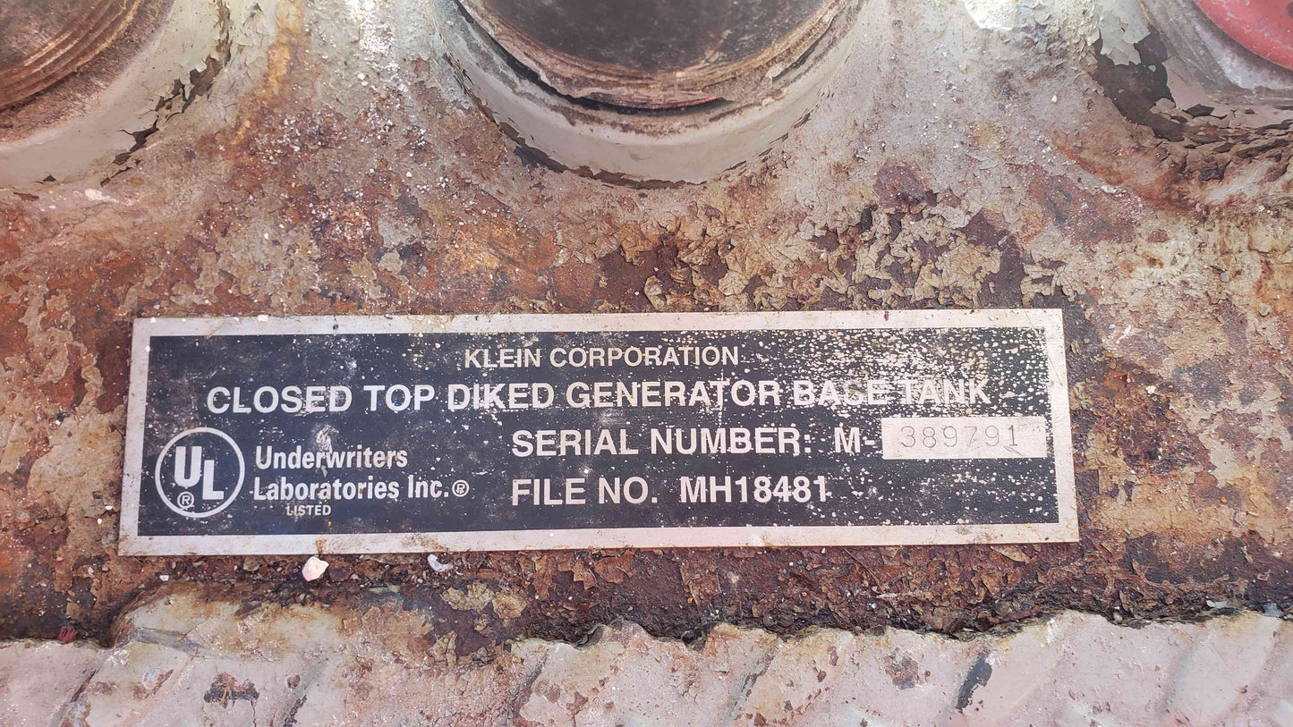 1400 Gallon Klein Closed Top Diked Generator Base Tank (SKU: 107629)