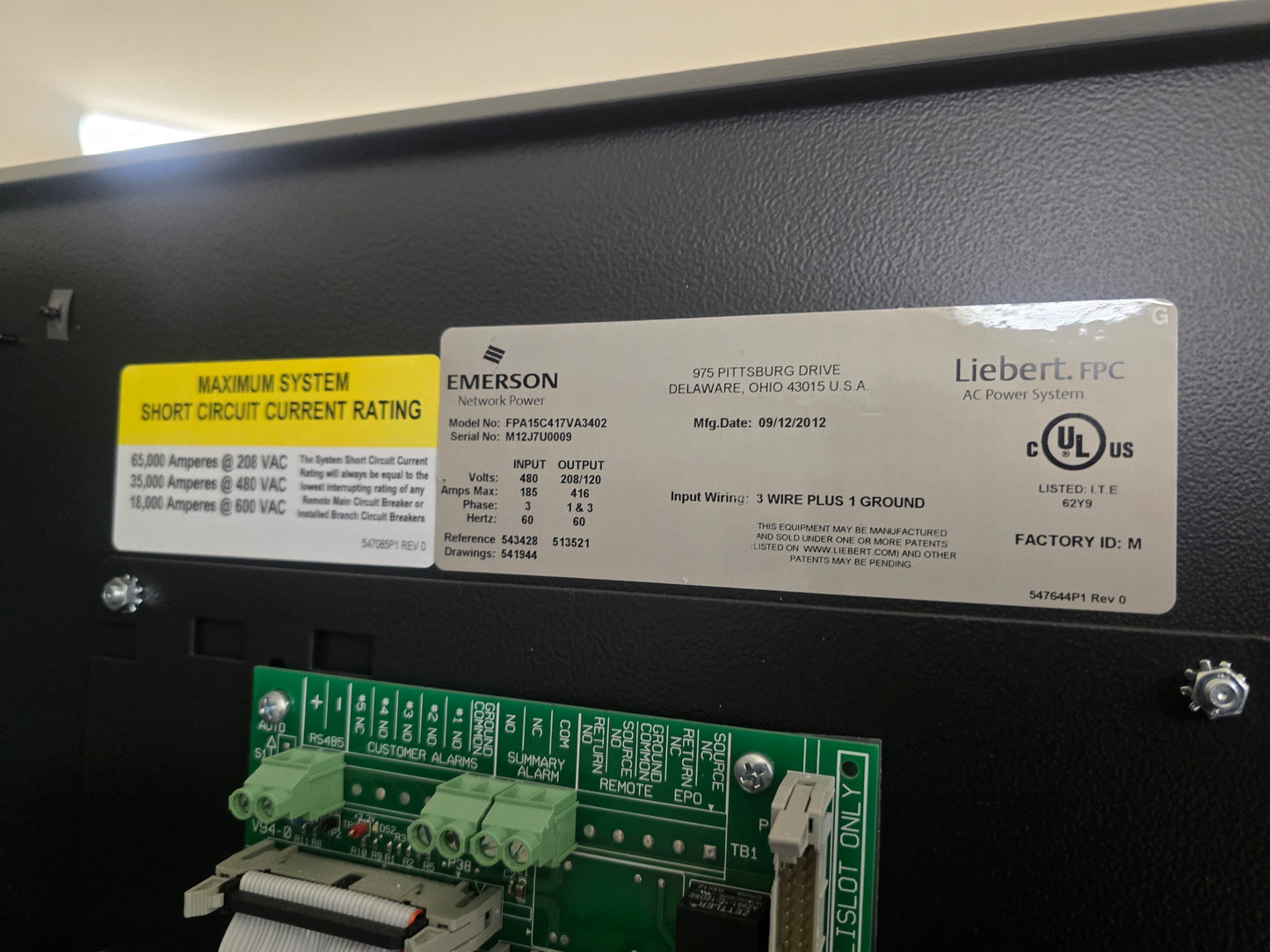 Liebert FPA15C417VA3402 FPC 150kVA Power Distribution Cabinet PDU 480V